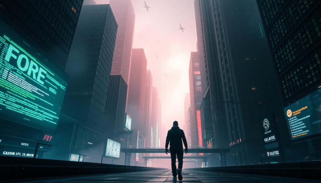 A dystopian cityscape shrouded in a digital haze, skyscrapers and infrastructure corrupted by the intrusive presence of glitching code and ominous data visualizations. In the foreground, a lone figure navigates the hazardous terrain, their silhouette illuminated by the eerie glow of cascading error messages and corrupted files. The atmosphere is tense, the mood one of unease and technological unraveling, as the viewer is confronted with the unsettling reality of large-scale ransomware incidents that have left their mark on the urban landscape. Captured through a wide-angle lens, the scene conveys a sense of overwhelming scale and the devastating impact of such cyber threats on the modern world.